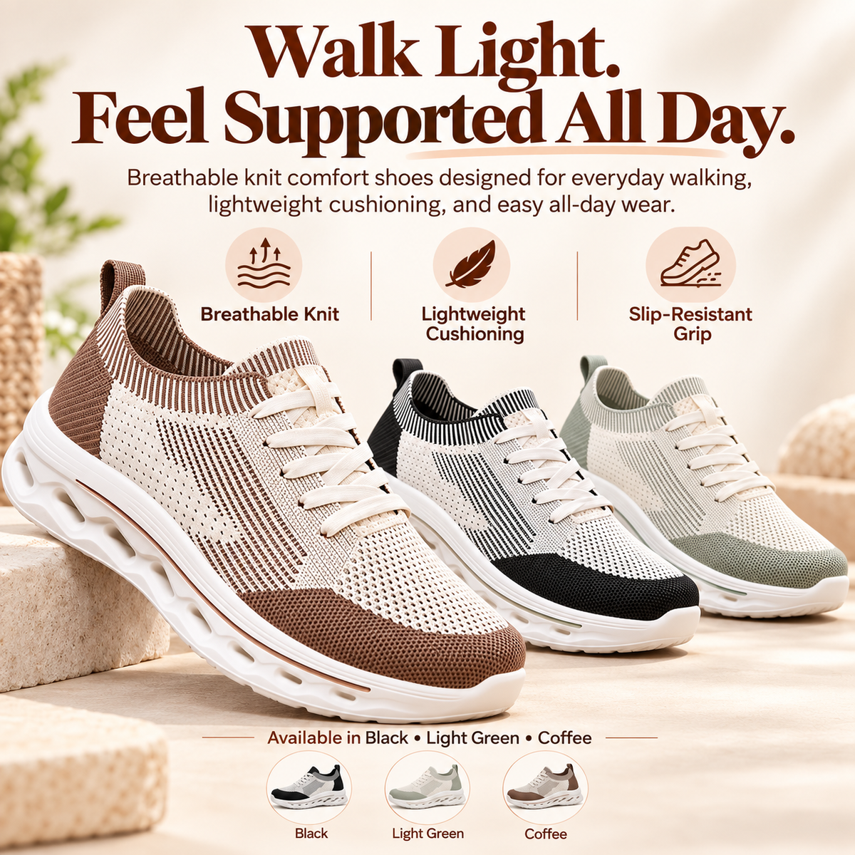 Women’s Orthopedic Support Sneakers – Breathable, Lightweight & Supportive Comfort