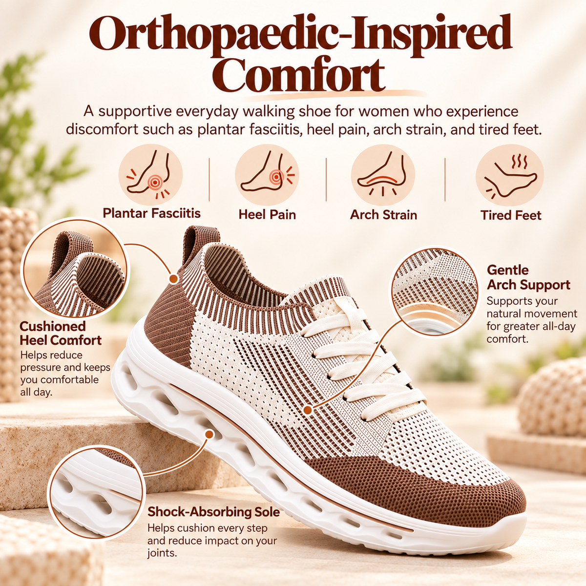 Women’s Orthopedic Support Sneakers – Breathable, Lightweight & Supportive Comfort