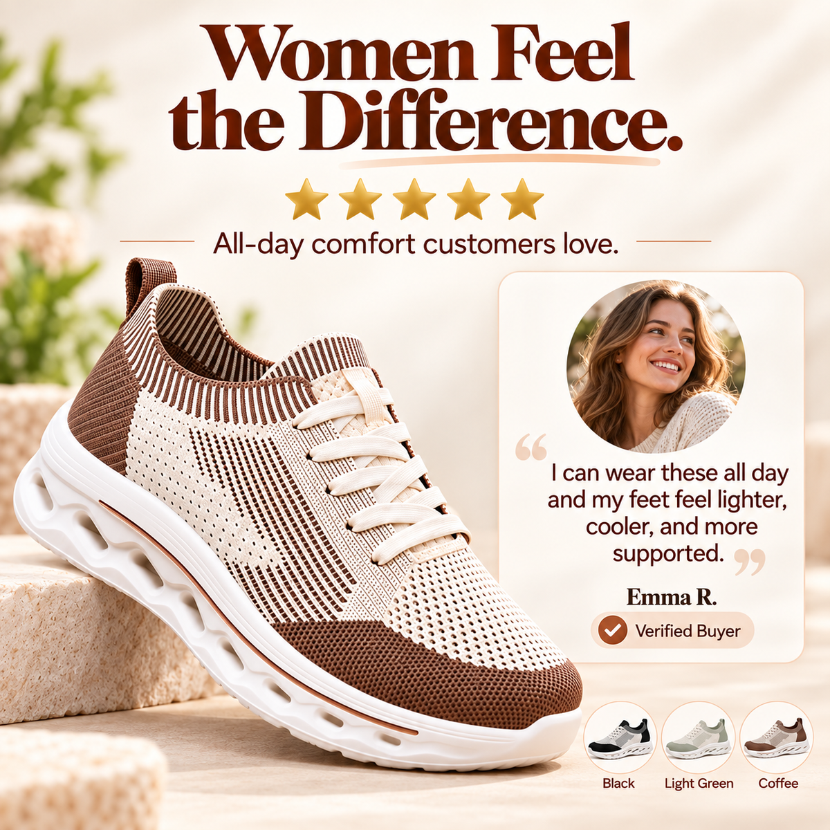 Women’s Orthopedic Support Sneakers – Breathable, Lightweight & Supportive Comfort