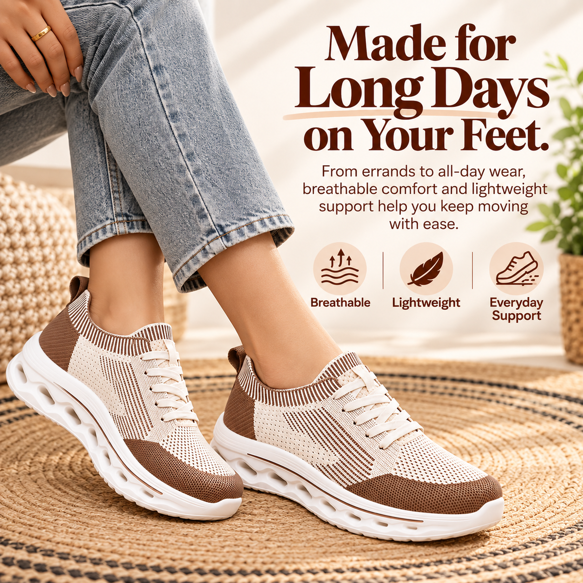 Women’s Orthopedic Support Sneakers – Breathable, Lightweight & Supportive Comfort