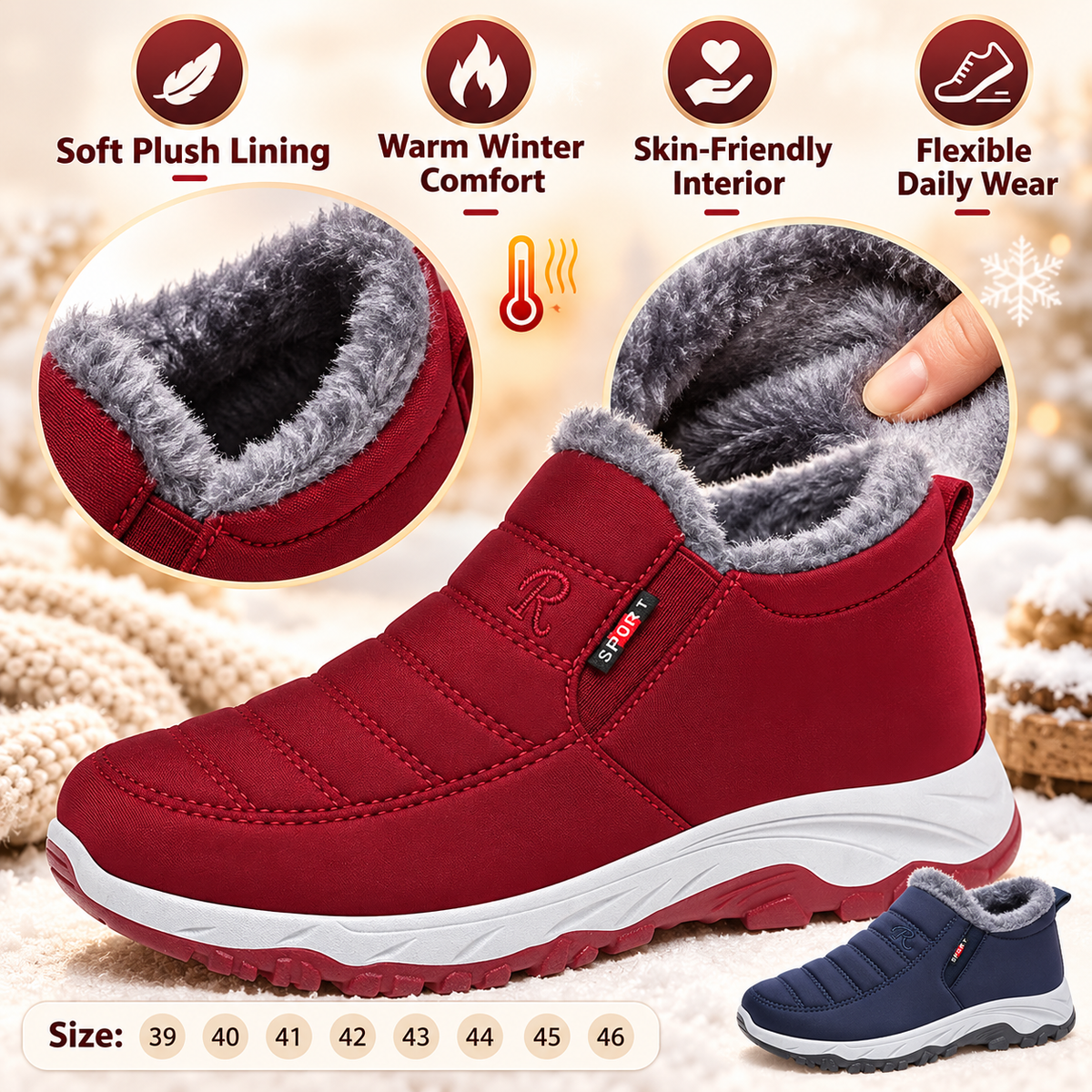 Women’s Warm Plush-Lined Ankle Boots – Waterproof Non-Slip Boots for Winter & Outdoor Wear