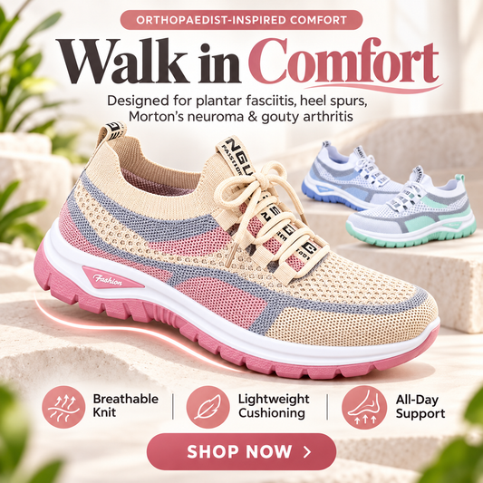 Women’s Orthopedic Support Sneakers – Breathable, Lightweight Casual Sport Shoes
