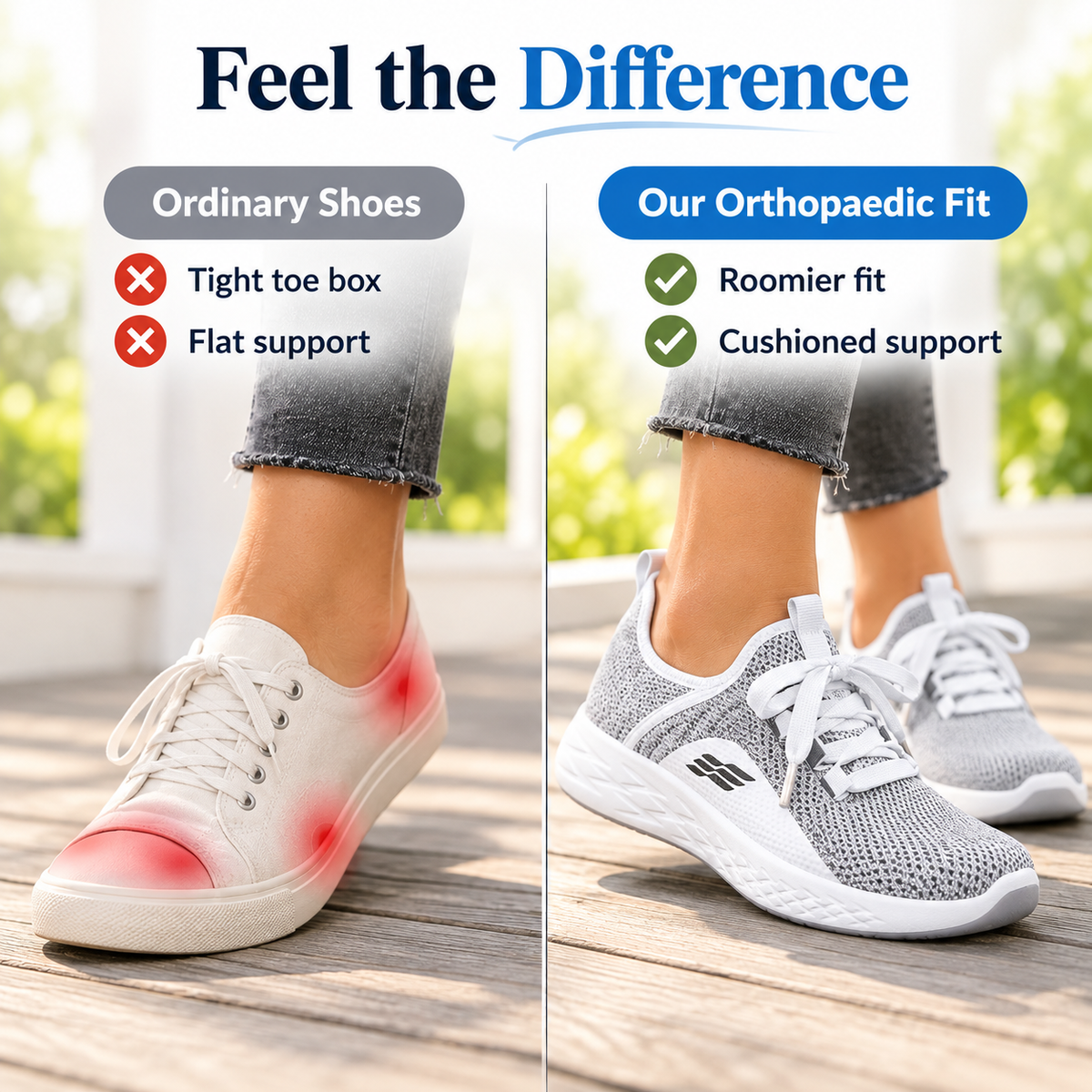 Women's Orthopaedic Comfort Walking Shoes – Cushioned Support for Heel Pain, Sore Feet & All-Day Comfort
