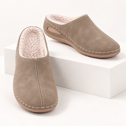 Women's Warm Comfort Winter Mules – Warm Plush Interior with Non-Slip Supportive Sole