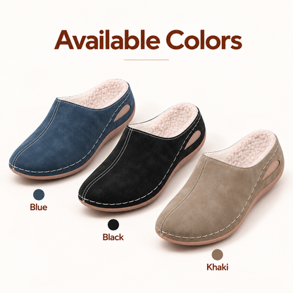 Women's Warm Comfort Winter Mules – Warm Plush Interior with Non-Slip Supportive Sole