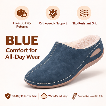 Women's Warm Comfort Winter Mules – Warm Plush Interior with Non-Slip Supportive Sole