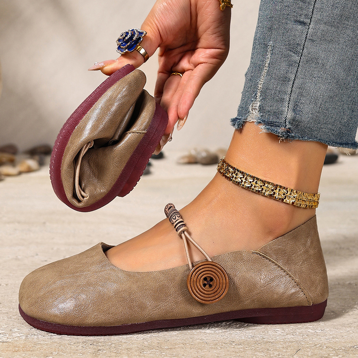 Women’s Bohemian Beaded Mary Jane Flats – Vintage-Inspired Soft Sole Comfort Shoes