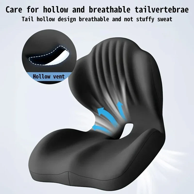 Ergonomic Memory Foam Seat Cushion with Lumbar Support – Pressure Relief, Height Boost, Universal Fit