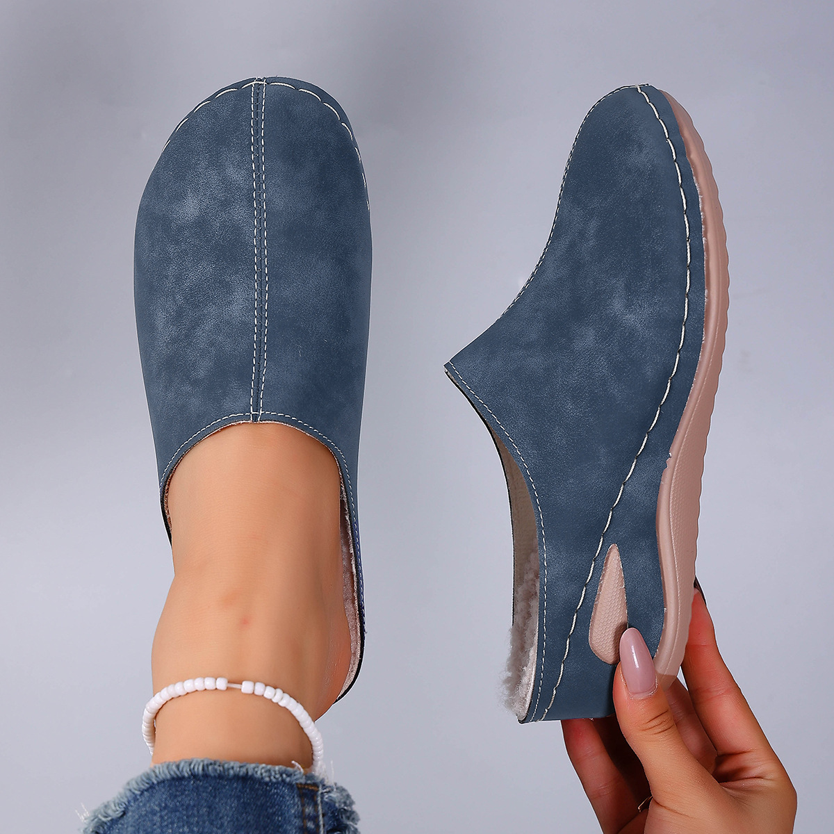 Women's Warm Comfort Winter Mules – Warm Plush Interior with Non-Slip Supportive Sole