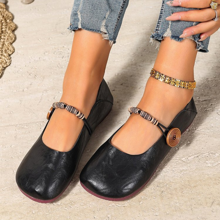 Women’s Bohemian Beaded Mary Jane Flats – Vintage-Inspired Soft Sole Comfort Shoes