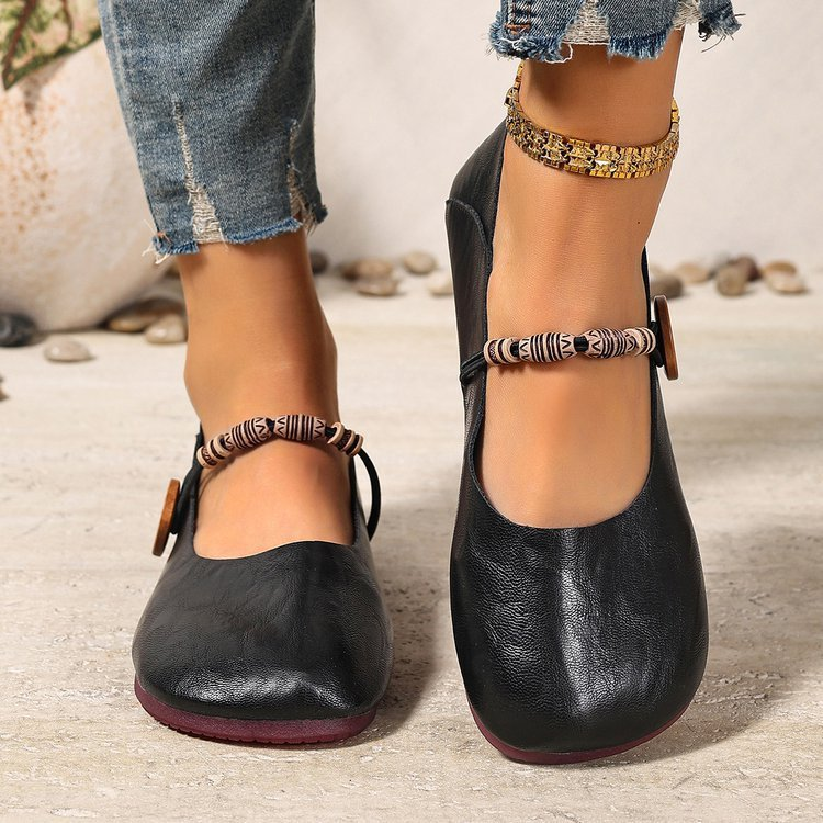 Women’s Bohemian Beaded Mary Jane Flats – Vintage-Inspired Soft Sole Comfort Shoes