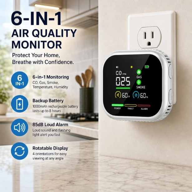 Zestronix™ 6-in-1 Home Safety Monitor