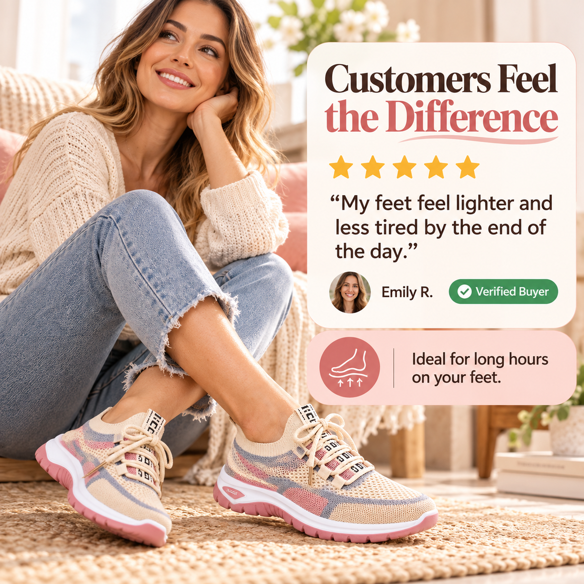 Women’s Orthopedic Support Sneakers – Breathable, Lightweight Casual Sport Shoes