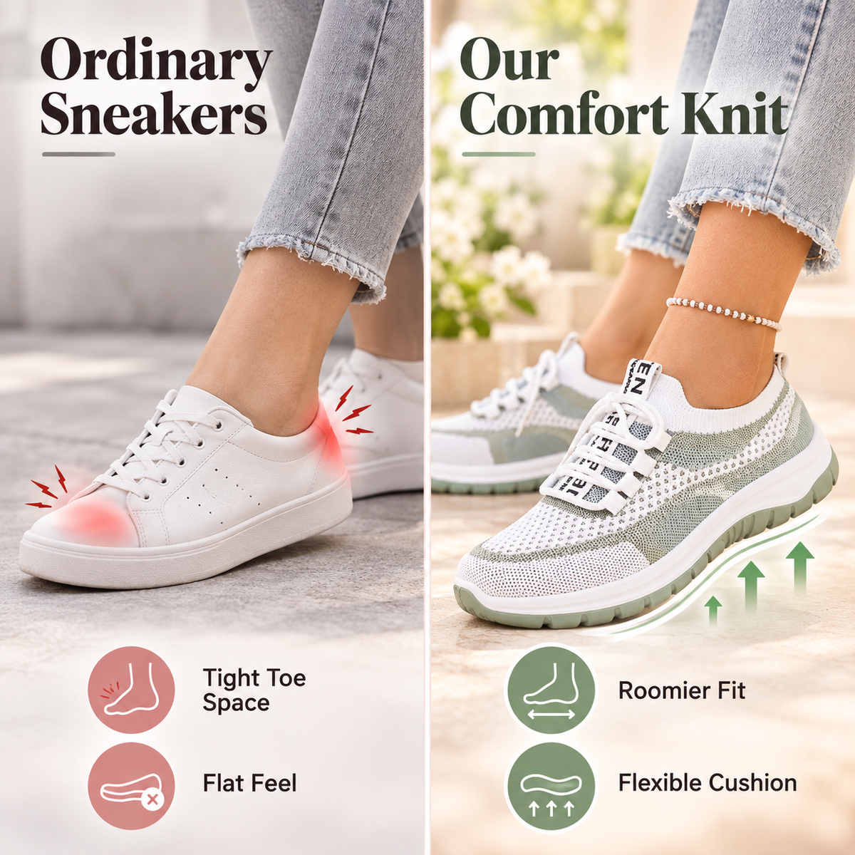 Women’s Orthopedic Support Sneakers – Breathable, Lightweight Casual Sport Shoes