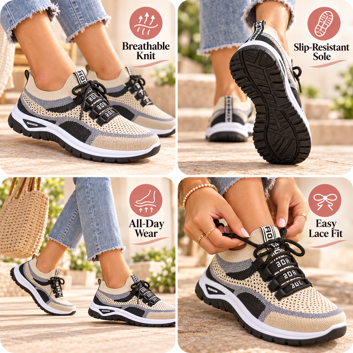 Women’s Orthopedic Support Sneakers – Breathable, Lightweight Casual Sport Shoes