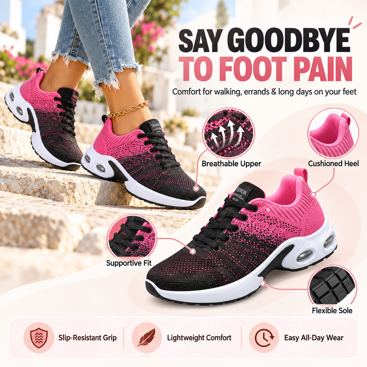 Orthopedic Pain-Relief Walking Shoes – Comfort for Plantar Fasciitis & Heel Pain