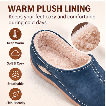 Women's Warm Comfort Winter Mules – Warm Plush Interior with Non-Slip Supportive Sole